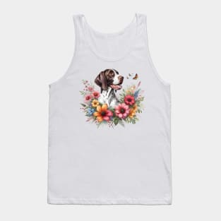 A pointer dog decorated with beautiful colorful flowers. Tank Top